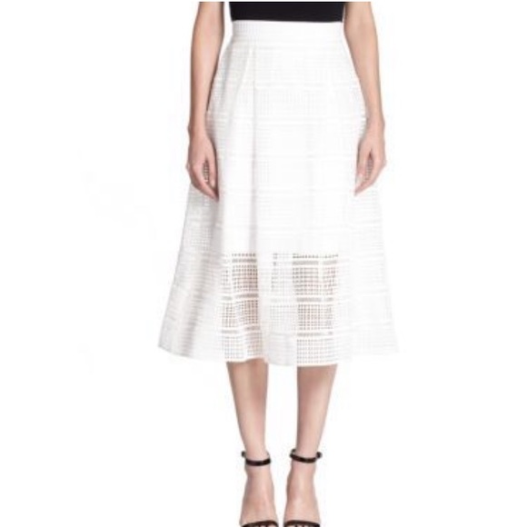 Nicholas white geometric lace A line skirt - Picture 2 of 3